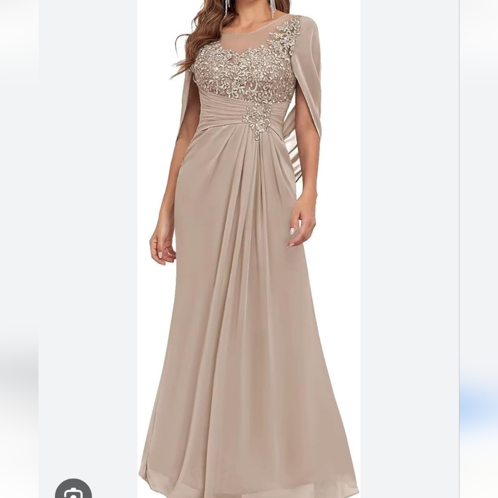 Elegant Taupe Evening Dress - Picture 5 of 5